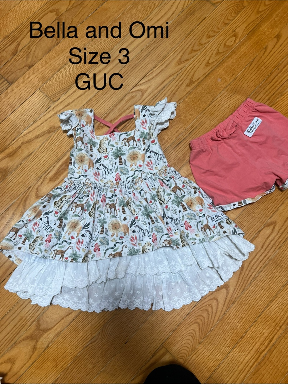 Size 3 Floral Tiered Dress with Pink Shorts